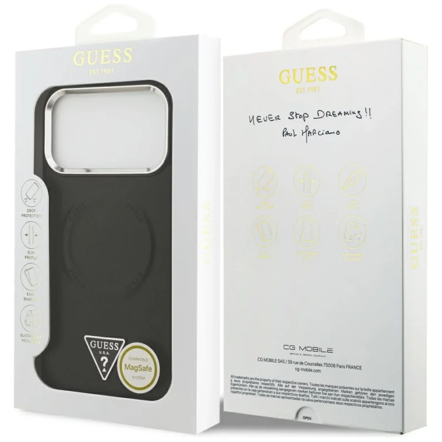 Etui Guess Triangle Logo MagSafe na iPhone 17 Pro - czarne