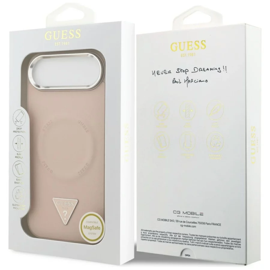 Etui Guess Triangle Logo MagSafe na iPhone Air - różowe