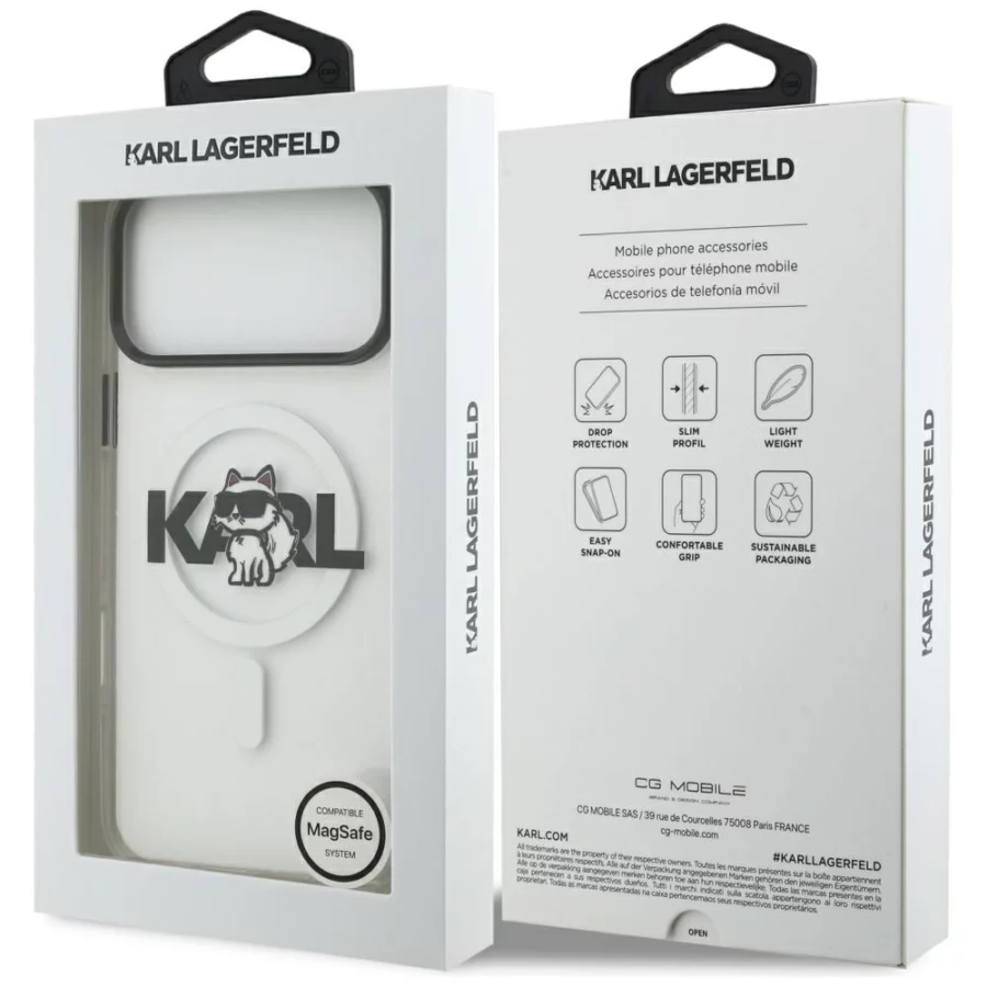 Etui Karl Lagerfeld IML Choupette Sketch Logo MagSafe na iPhone 17 Pro - przezroczyste