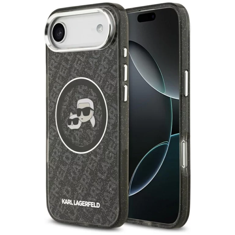 Etui Karl Lagerfeld IML Glitter Karl & Choupette Heads Logo MagSafe na iPhone Air - czarne