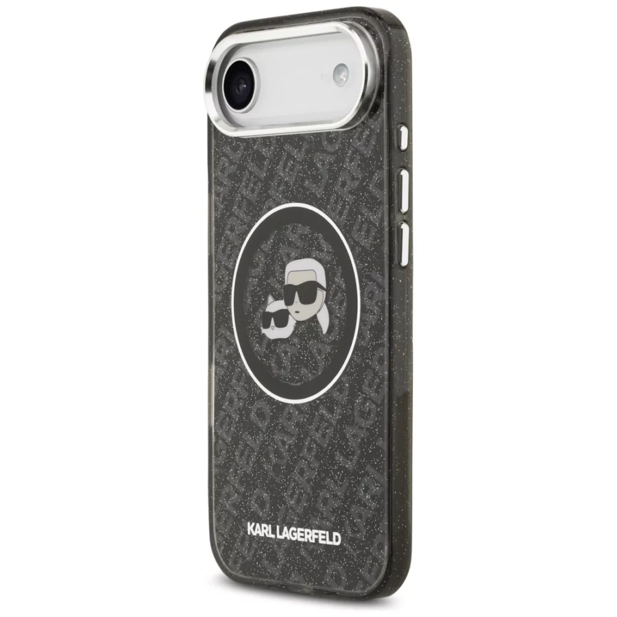 Etui Karl Lagerfeld IML Glitter Karl & Choupette Heads Logo MagSafe na iPhone Air - czarne
