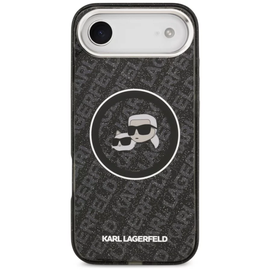 Etui Karl Lagerfeld IML Glitter Karl & Choupette Heads Logo MagSafe na iPhone Air - czarne