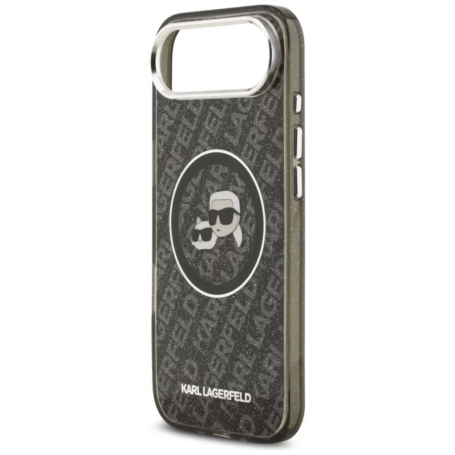 Etui Karl Lagerfeld IML Glitter Karl & Choupette Heads Logo MagSafe na iPhone Air - czarne