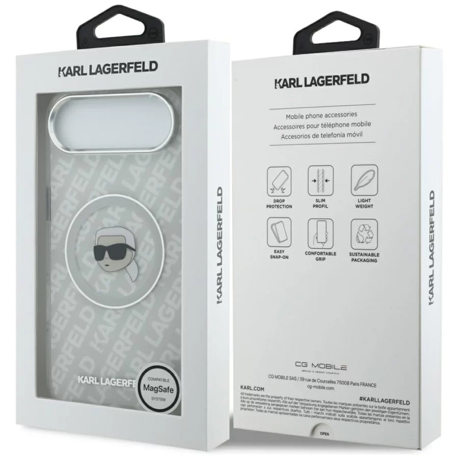 Etui Karl Lagerfeld IML Karl Head Logo MagSafe na iPhone Air -szare