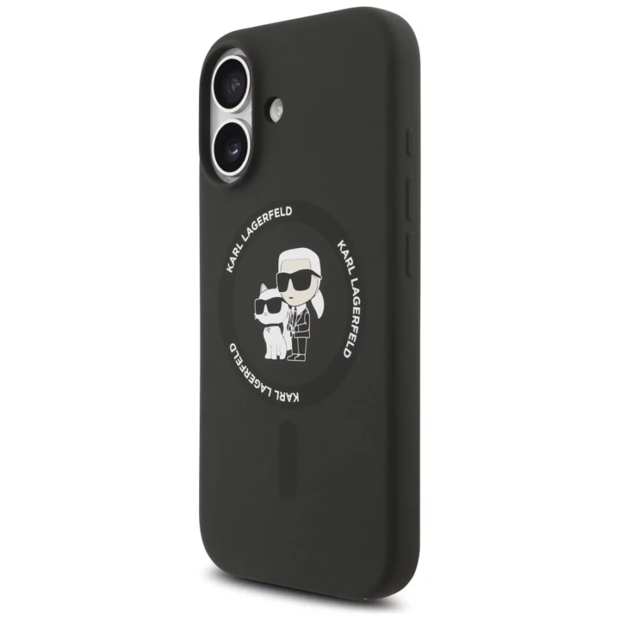 Etui Karl Lagerfeld Silicone Karl&Choupette Ring MagSafe na iPhone 17 - czarne