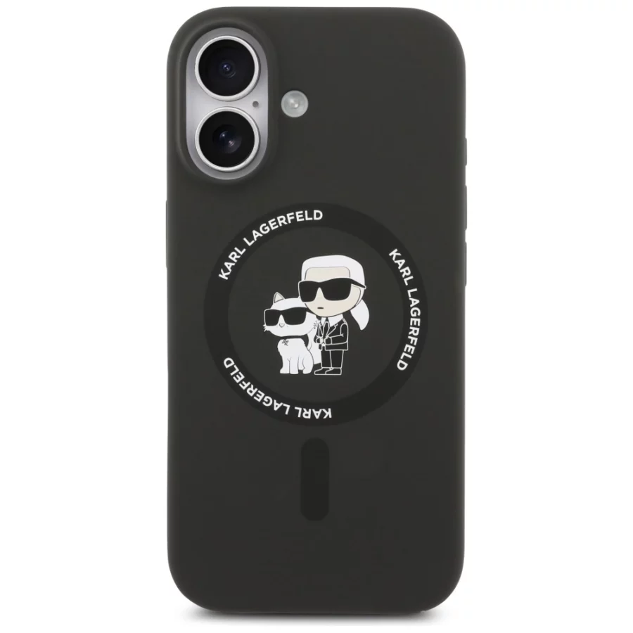 Etui Karl Lagerfeld Silicone Karl&Choupette Ring MagSafe na iPhone 17 - czarne
