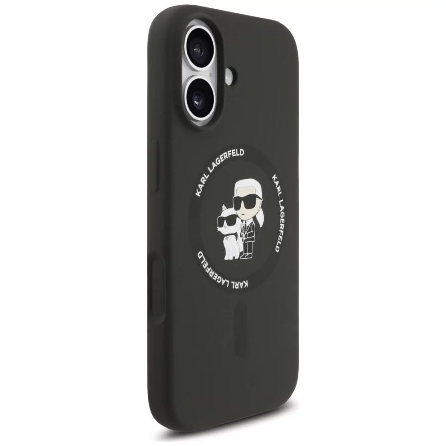 Etui Karl Lagerfeld Silicone Karl&Choupette Ring MagSafe na iPhone 17 - czarne