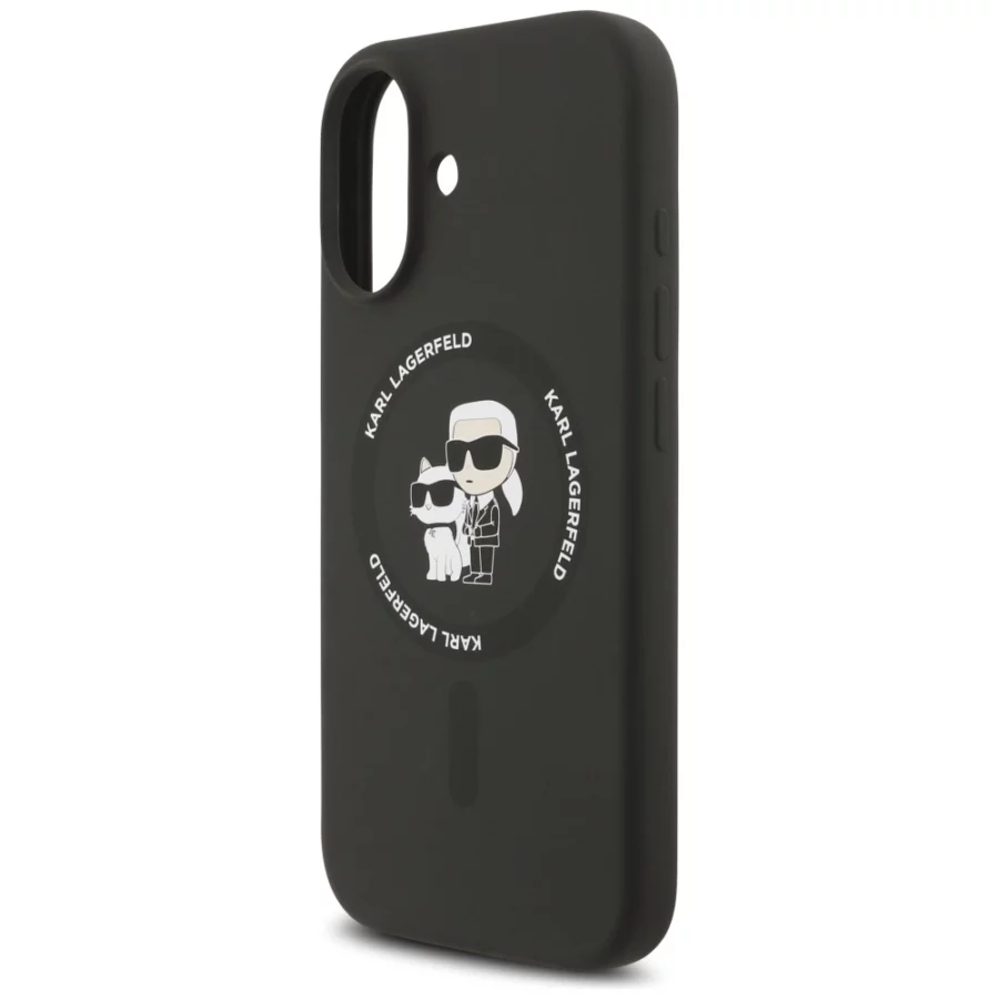 Etui Karl Lagerfeld Silicone Karl&Choupette Ring MagSafe na iPhone 17 - czarne