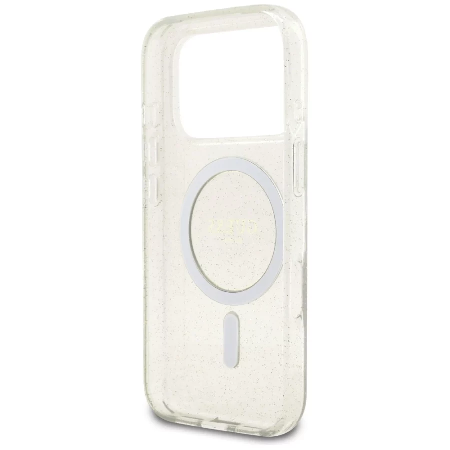 Etui Guess IML Glitter Pearl Strap MagSafe na iPhone 17 Pro - przezroczyste