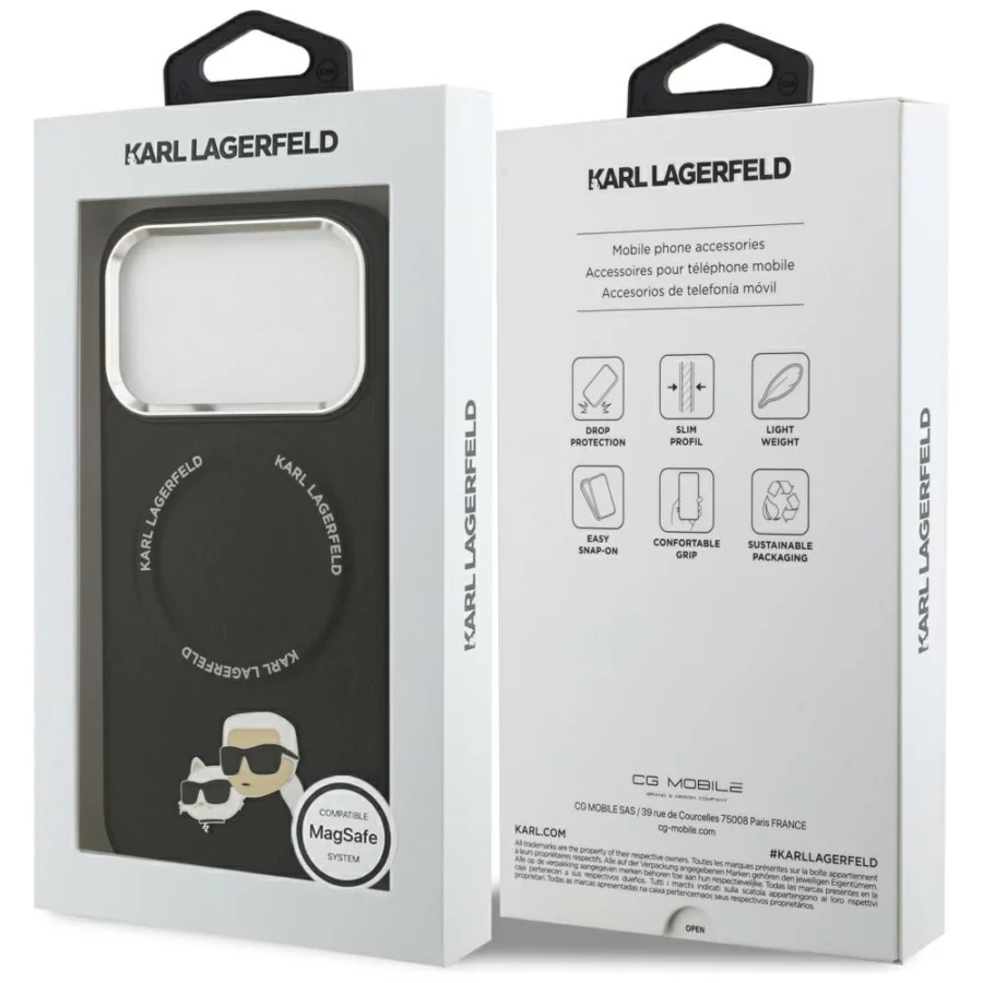 Etui Karl Lagerfeld Karl & Choupette Pins MagSafe do iPhone 17 Pro - czarne