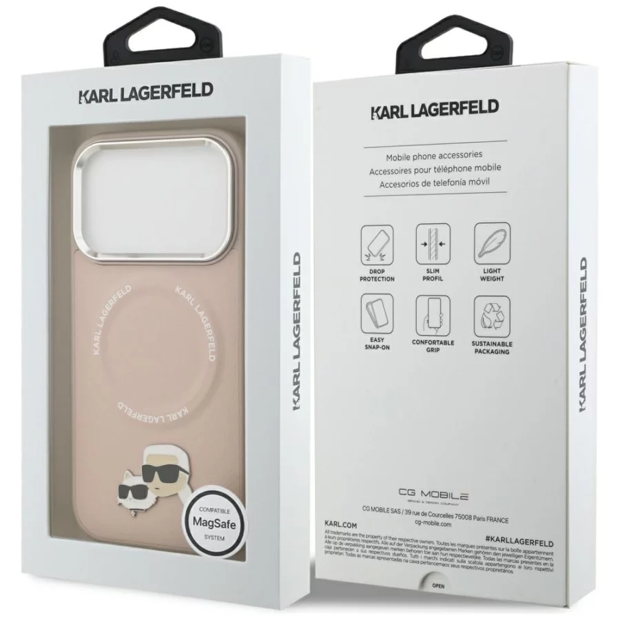 Etui Karl Lagerfeld Karl & Choupette Pins MagSafe do iPhone 17 Pro - różowe
