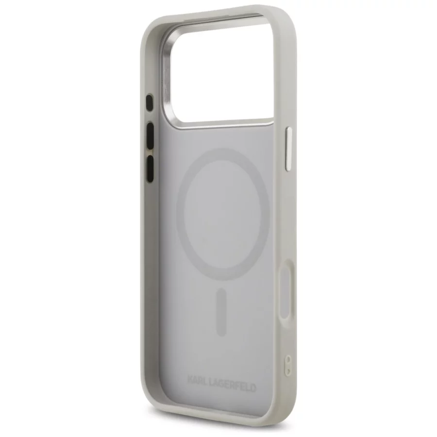 Etui Karl Lagerfeld Karl & Choupette Pins MagSafe do iPhone 17 Pro - szare