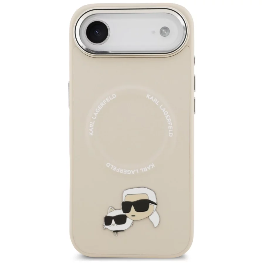 Etui Karl Lagerfeld Karl & Choupette Pins MagSafe do iPhone Air - beżowe