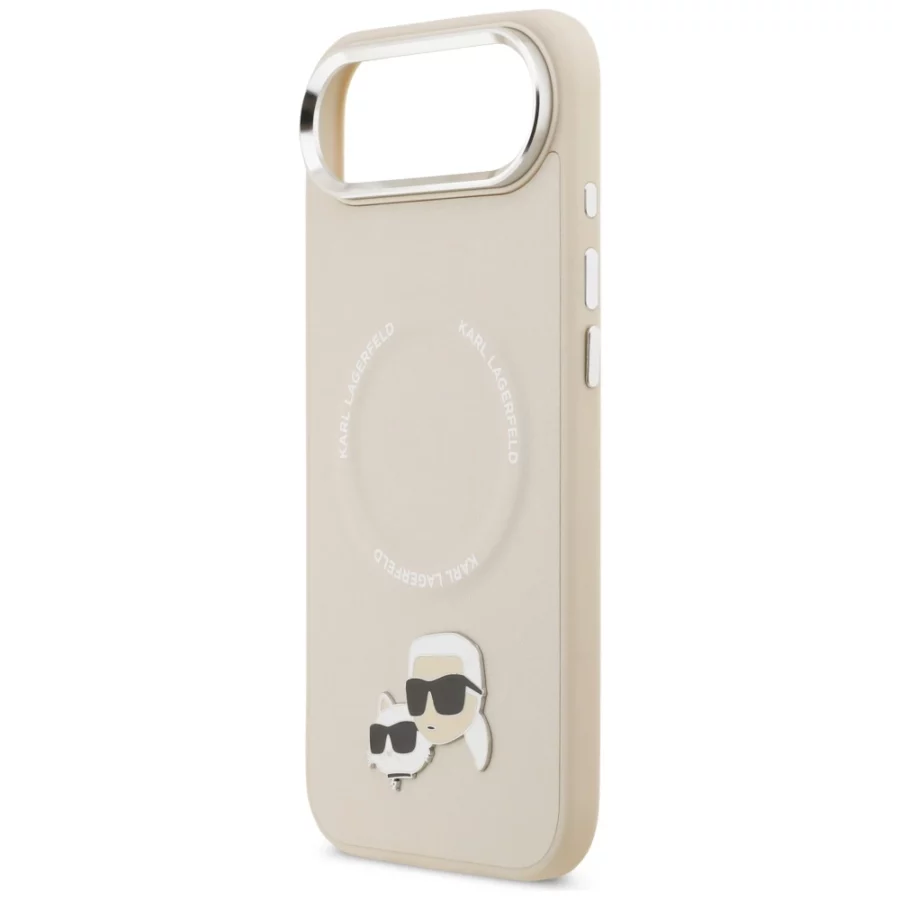 Etui Karl Lagerfeld Karl & Choupette Pins MagSafe do iPhone Air - beżowe