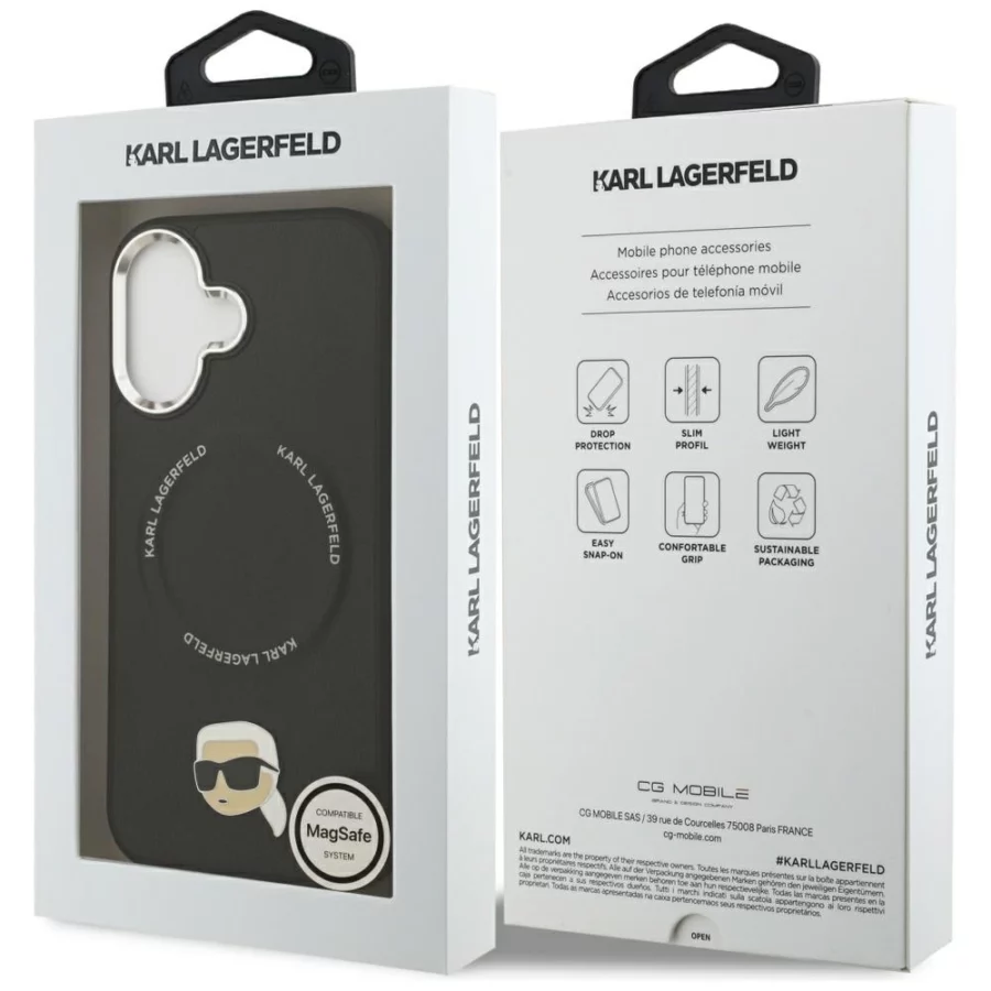 Etui Karl Lagerfeld Karl Pin MagSafe do iPhone 17 - czarne