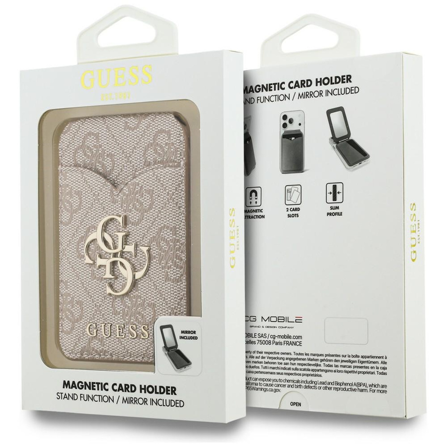 Portfel z lusterkiem Guess 4G Stand &    Mirror Magsafe różowy