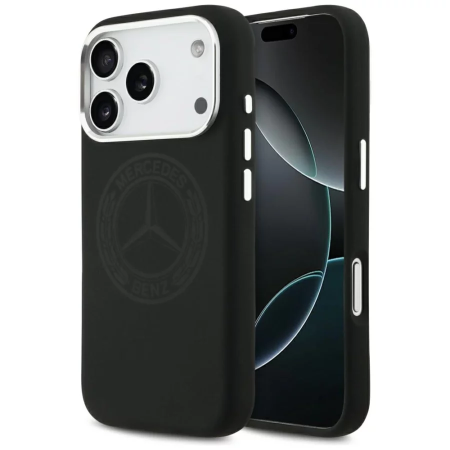 Etui Mercedes Silicone Vintage Logo MagSafe na iPhone 17 Pro - czarne