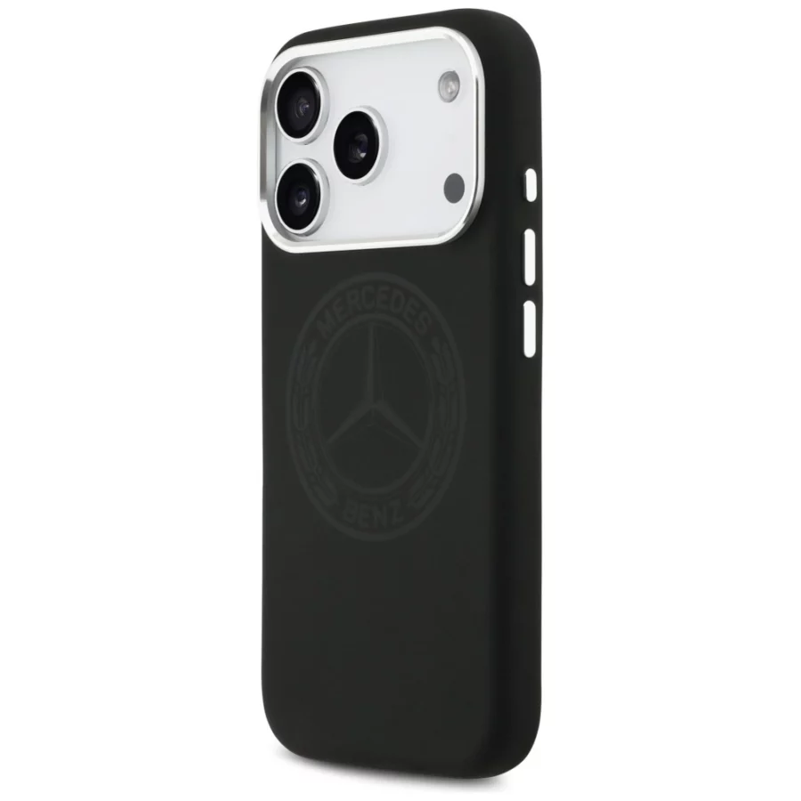 Etui Mercedes Silicone Vintage Logo MagSafe na iPhone 17 Pro - czarne