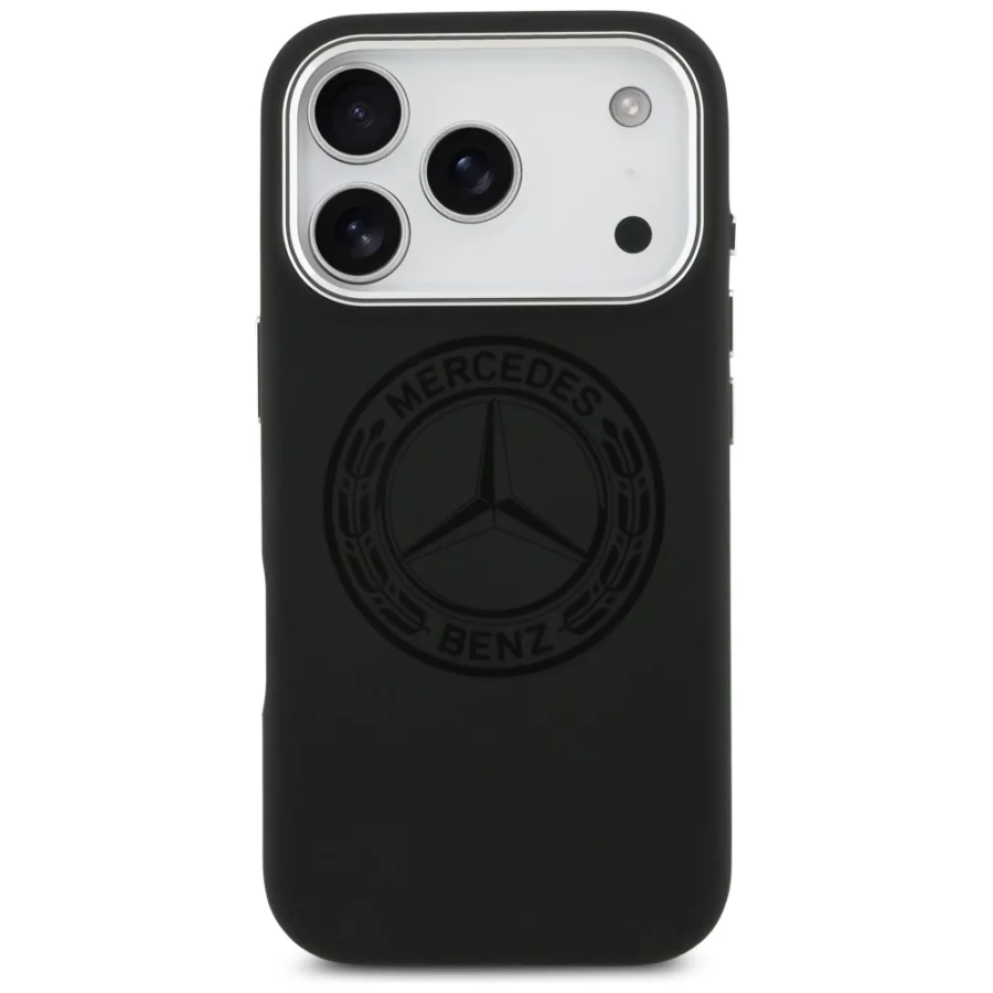 Etui Mercedes Silicone Vintage Logo MagSafe na iPhone 17 Pro - czarne