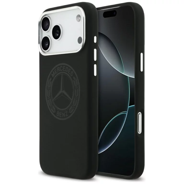 Etui Mercedes Silicone Vintage Logo MagSafe na iPhone 17 Pro Max - czarne