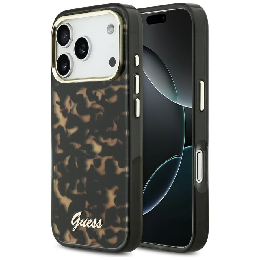 Etui Guess IML Script Metal MagSafe do   iPhone 17 Pro Max tortoise