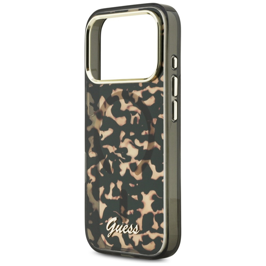Etui Guess IML Script Metal MagSafe do   iPhone 17 Pro Max tortoise