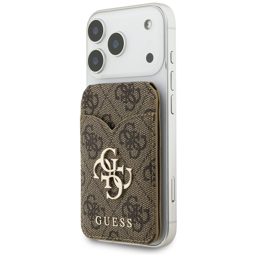 Portfel z lusterkiem Guess 4G Stand &    Mirror Magsafe brązowy