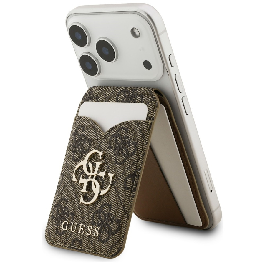 Portfel z lusterkiem Guess 4G Stand &    Mirror Magsafe brązowy