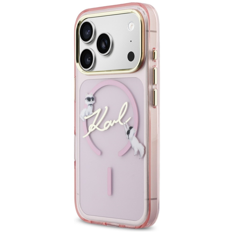 Etui Karl Lagerfeld IML Choupettes Karl  Script Logo MagSafe do iPhone 17 Pro Max różowy
