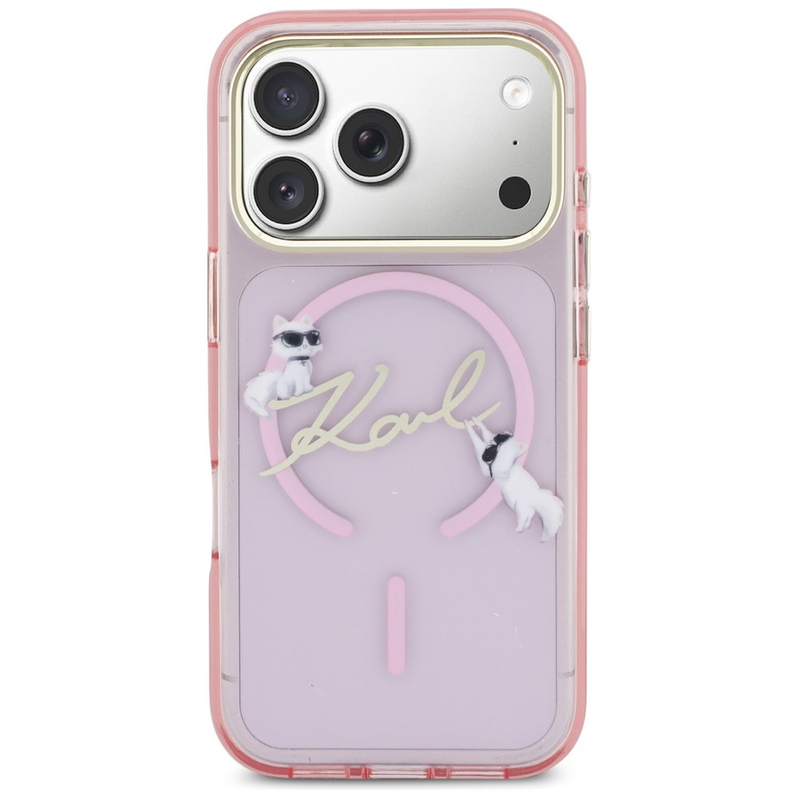 Etui Karl Lagerfeld IML Choupettes Karl  Script Logo MagSafe do iPhone 17 Pro Max różowy