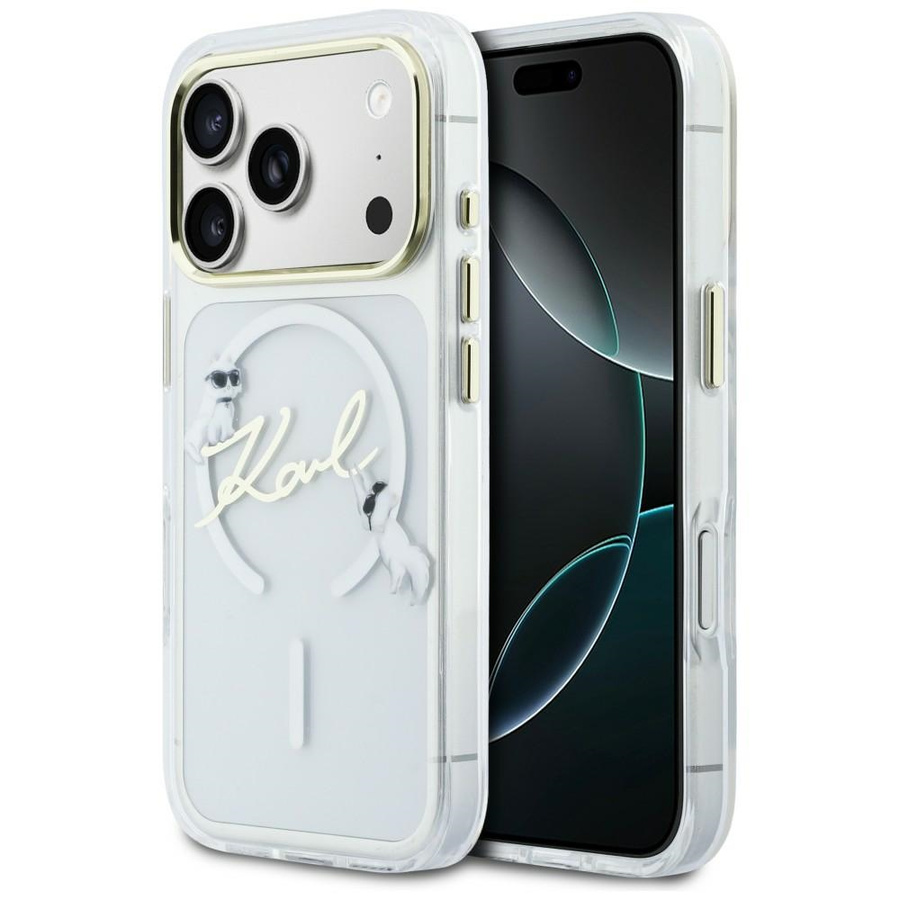 Etui Karl Lagerfeld IML Choupettes Karl  Script Logo MagSafe do iPhone 17 Pro przezroczysty
