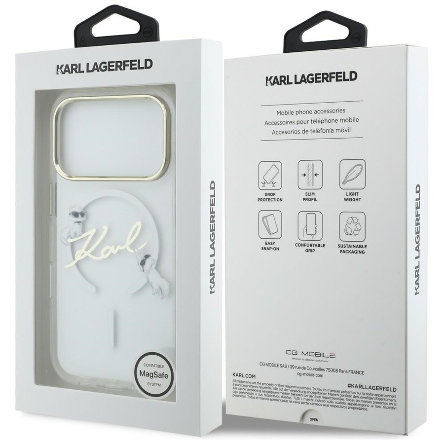 Etui Karl Lagerfeld IML Choupettes Karl  Script Logo MagSafe do iPhone 17 Pro przezroczysty