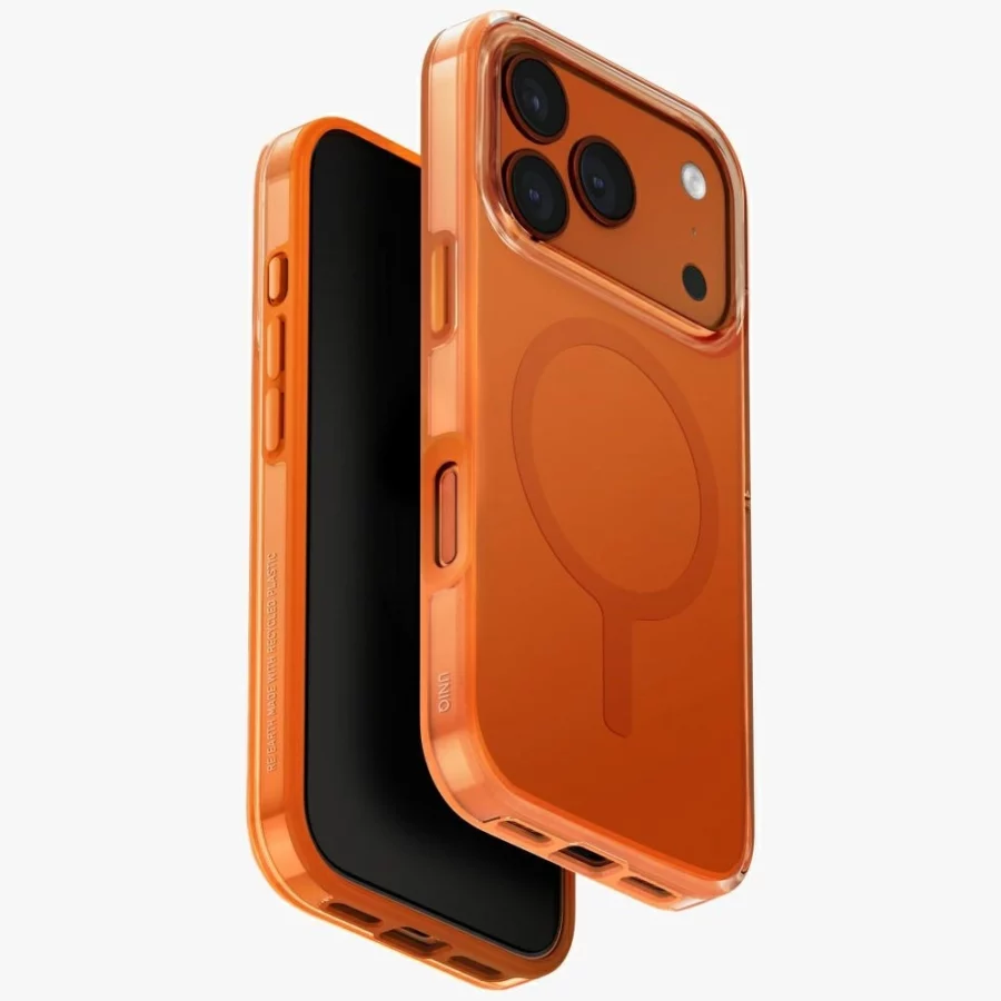 Etui UNIQ Clario Magclick Charging na iPhone 17 Pro - pomarańczowe
