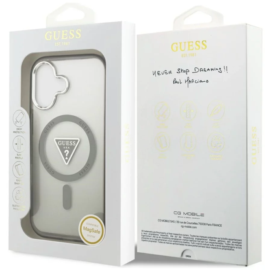 Etui Guess IML Gradient Triangle Logo MagSafe na iPhone 17 - oliwkowe