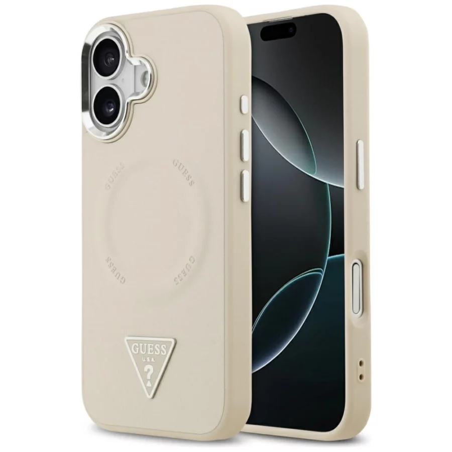 Etui Guess Triangle Logo MagSafe na iPhone 17 - beżowe