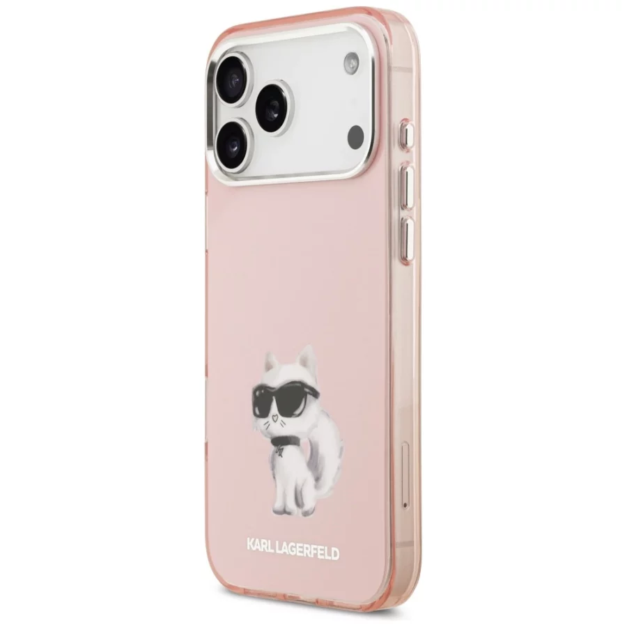 Etui Karl Lagerfeld IML Aquarelle Choupette & Logo MagSafe na iPhone 17 Pro - różowe