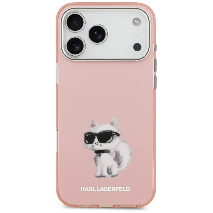 Etui Karl Lagerfeld IML Aquarelle Choupette & Logo MagSafe na iPhone 17 Pro - różowe