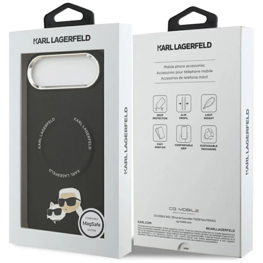 Etui Karl Lagerfeld Karl & Choupette Pins MagSafe na iPhone Air - czarne