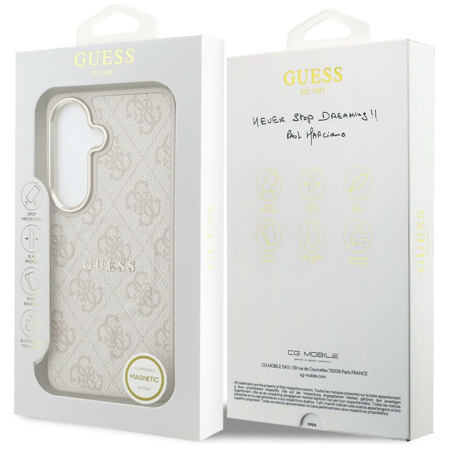 Etui Guess 4G Embossed Ring MagSafe do   Samsung Galaxy S26 Plus różowy