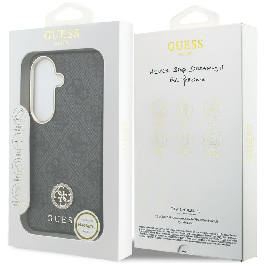 Etui Guess 4G Rhinestone Round Logo      MagSafe do Samsung Galaxy S26 czarny