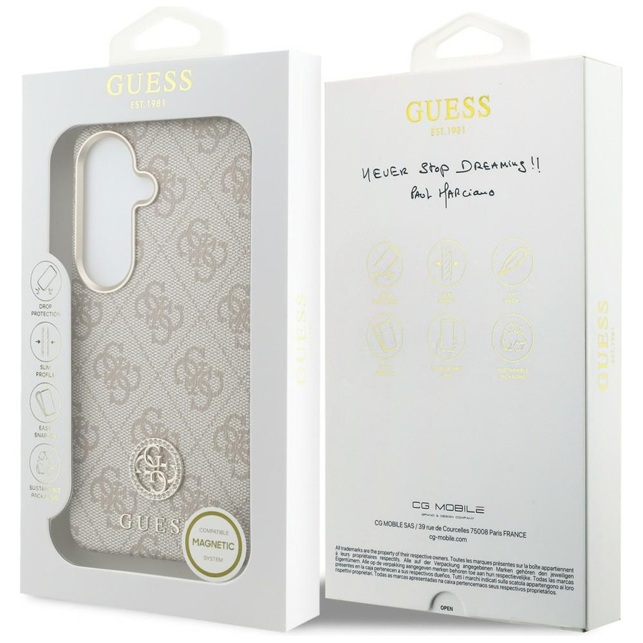 Etui Guess 4G Rhinestone Round Logo      MagSafe do Samsung Galaxy S26 różowy