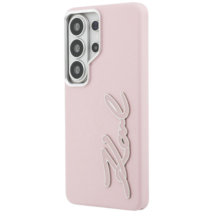 Etui Karl Lagerfeld Grained Signature    Metal Resin Logo do Samsung Galaxy S26 Ultra różowy