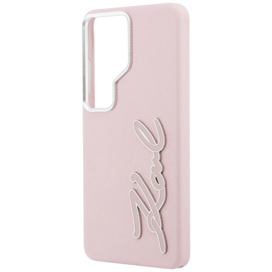 Etui Karl Lagerfeld Grained Signature    Metal Resin Logo do Samsung Galaxy S26 Ultra różowy