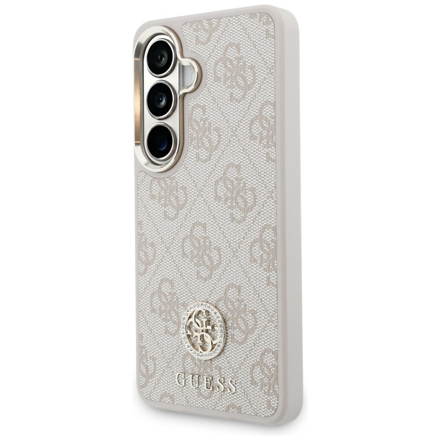 Zestaw Etui + Smycz Guess 4G Big         Rhinestone Triangle Strap MagSafe do Samsung Galaxy S26 różowy