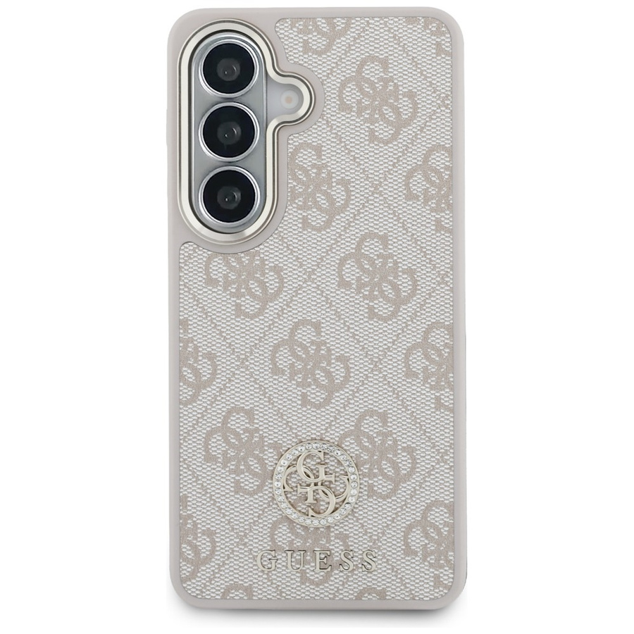 Zestaw Etui + Smycz Guess 4G Big         Rhinestone Triangle Strap MagSafe do Samsung Galaxy S26 różowy
