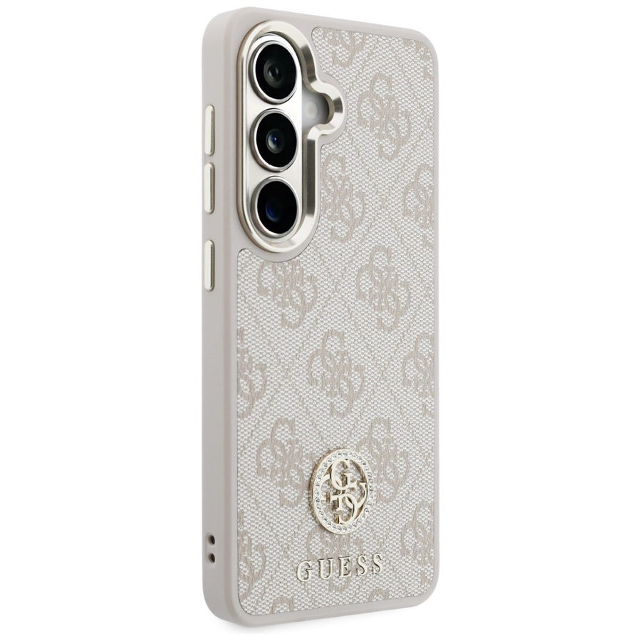 Zestaw Etui + Smycz Guess 4G Big         Rhinestone Triangle Strap MagSafe do Samsung Galaxy S26 różowy