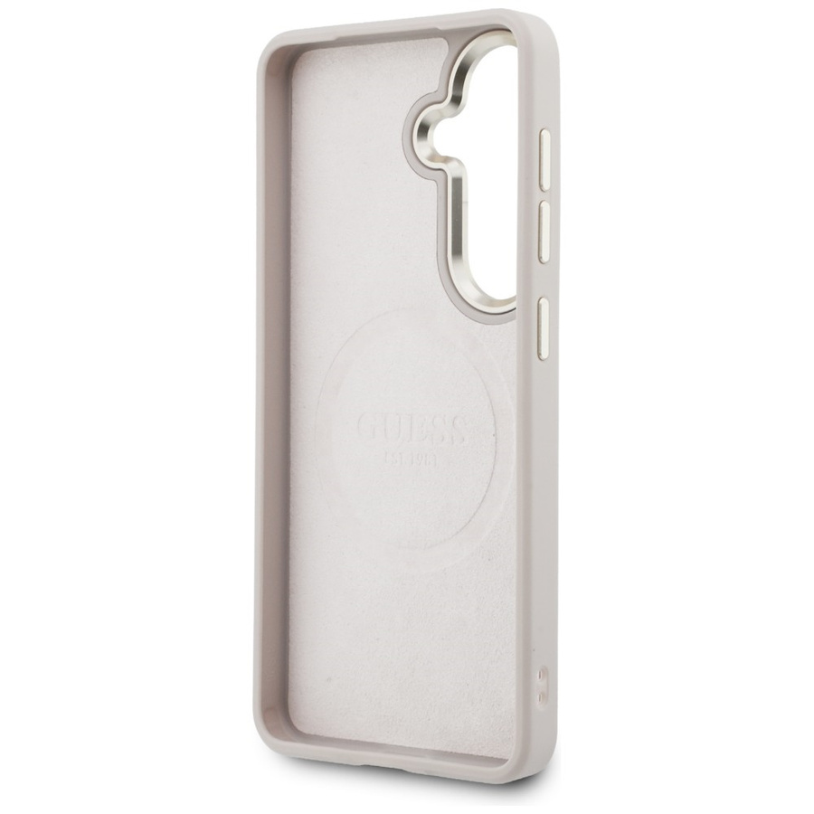 Zestaw Etui + Smycz Guess 4G Big         Rhinestone Triangle Strap MagSafe do Samsung Galaxy S26 różowy