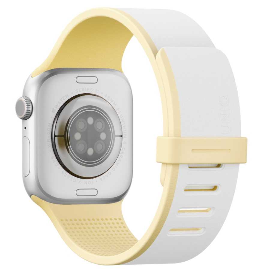 Pasek UNIQ Revix IV Premium do Apple     Watch 42/41/40mm Edition Reversible Magnetic biały-żółty