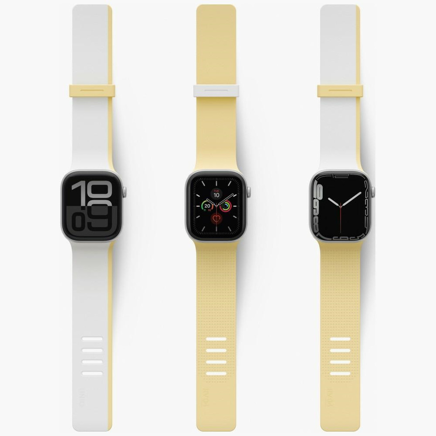 Pasek UNIQ Revix IV Premium do Apple     Watch 42/41/40mm Edition Reversible Magnetic biały-żółty