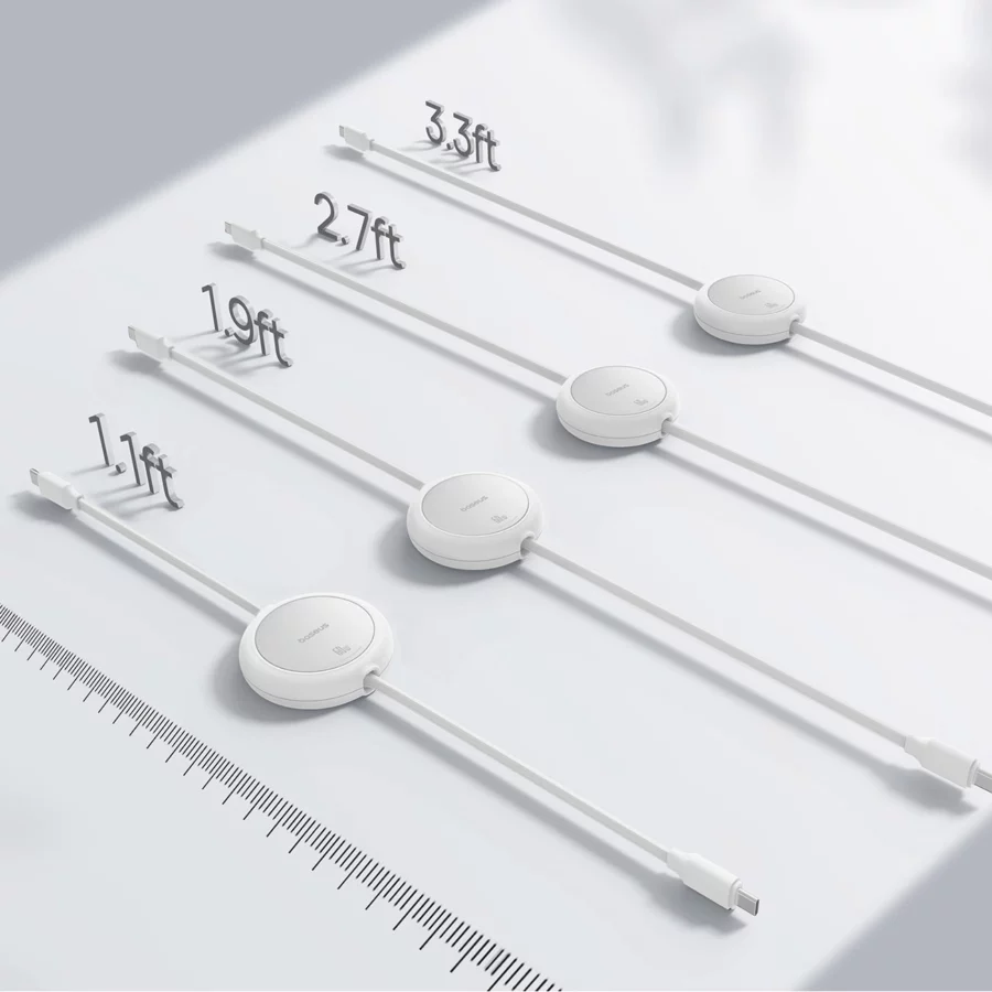 Kabel zwijany Baseus Free2Pull 60W USB-C - USB-C 1m - biały